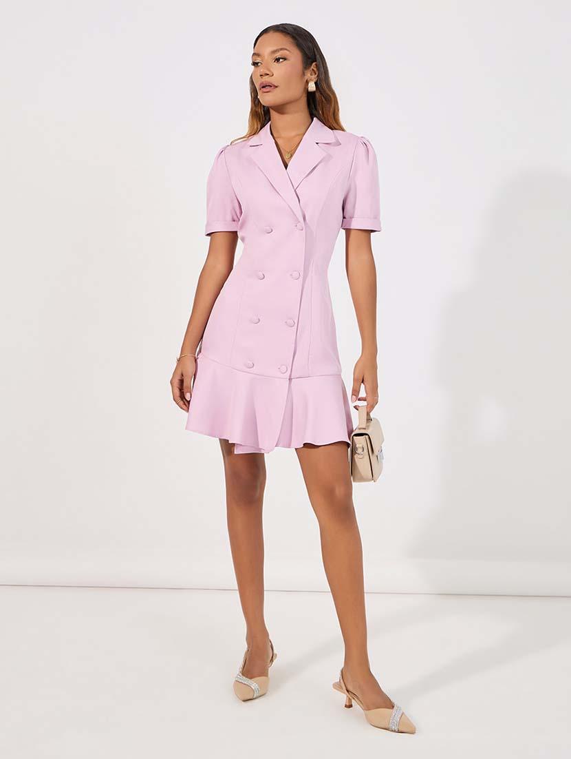 women pink solid tiered dress - 21618105 - Standard Image - 4