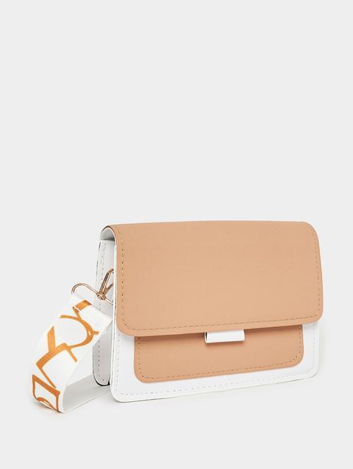 women brown color block handbag - 21618112 - Standard Image - 0