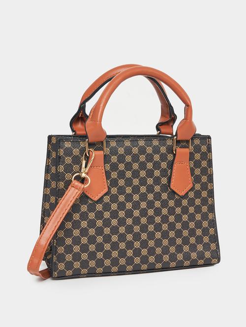 women brown geometric handbag - 21618114 -  Standard Image - 0
