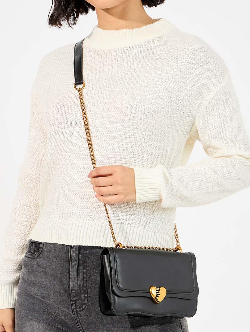 women black solid sling bag - 21618119 - Standard Image - 4