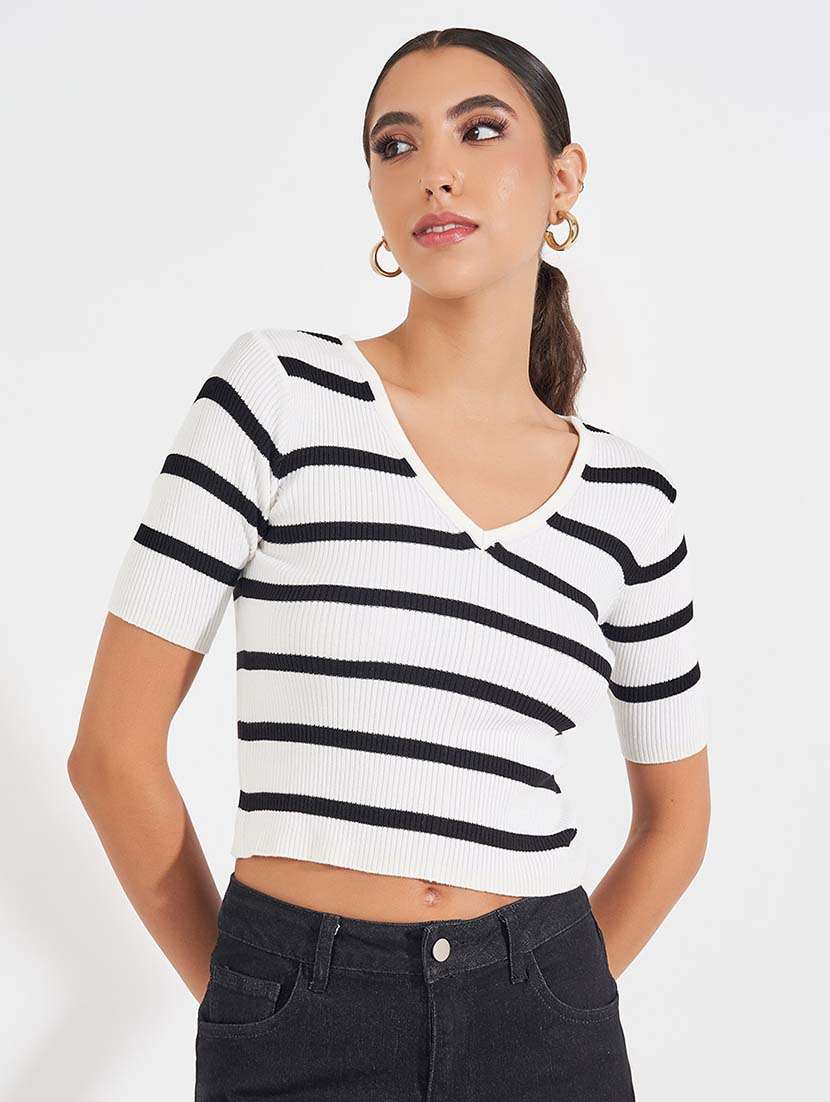 women white stripes pullover