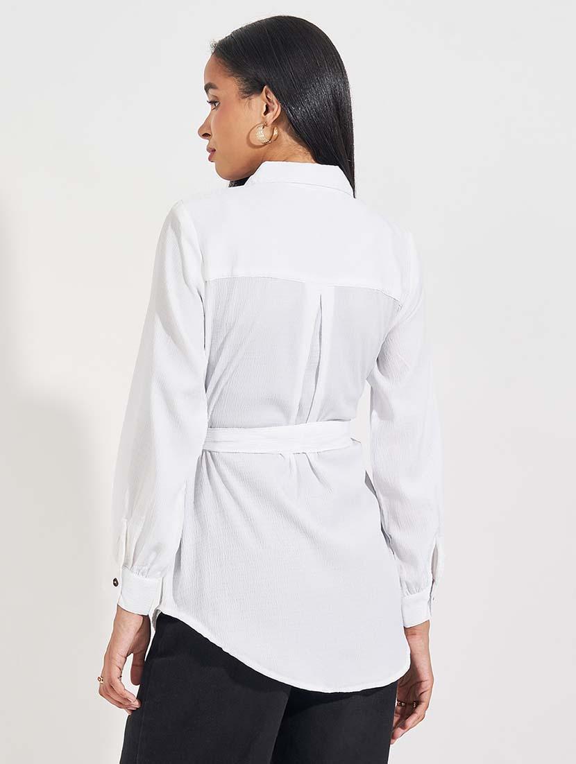 women solid long sleeve regular shirt - 21618149 - Standard Image - 1