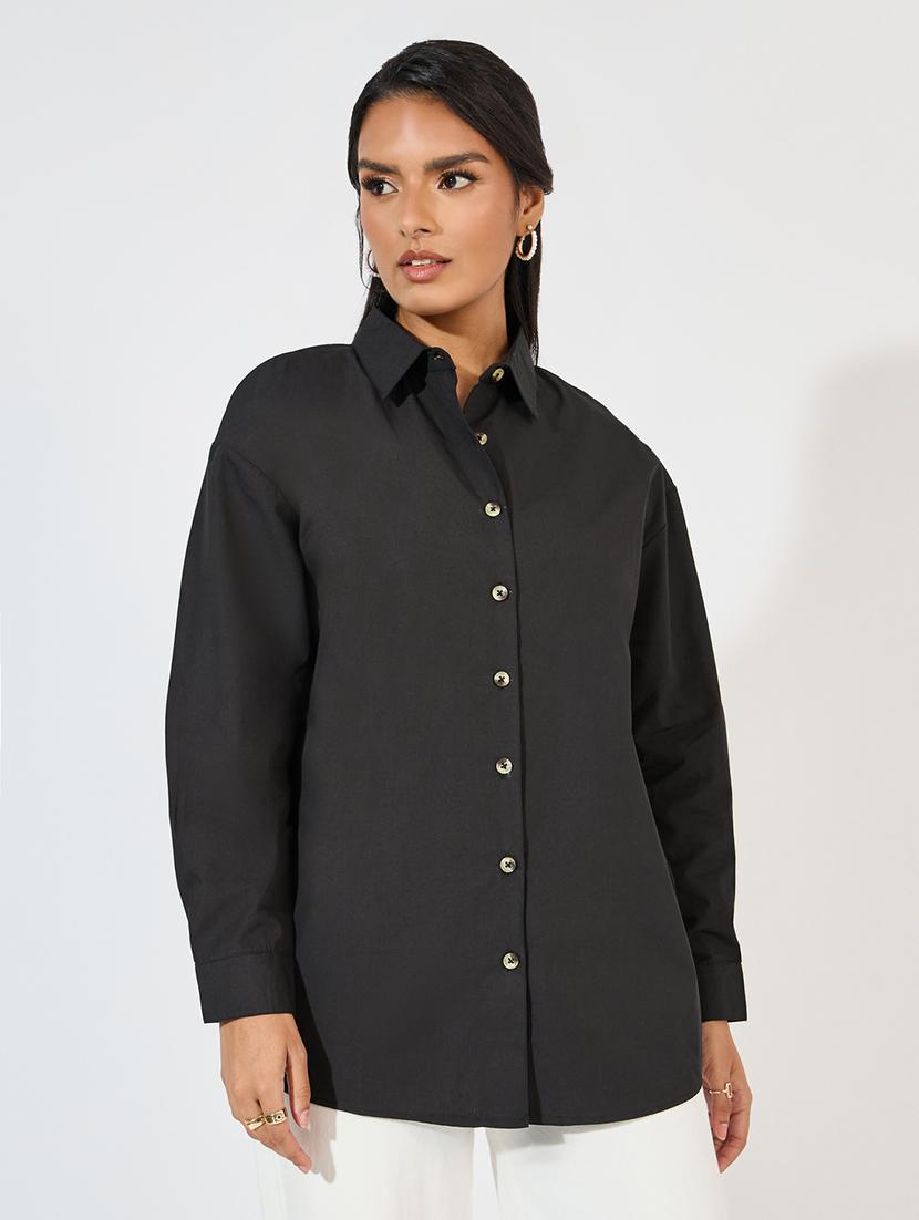 black cotton regular shirt