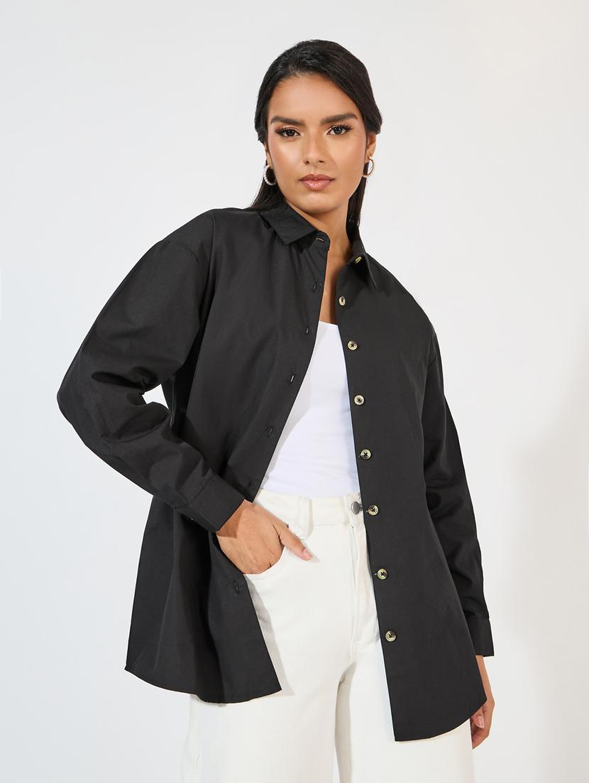 black cotton regular shirt - 21618150 - Standard Image - 1