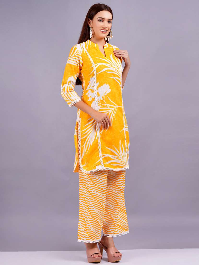 women yellow printed ethnic co-ord set - 21618335 - Standard Image - 1