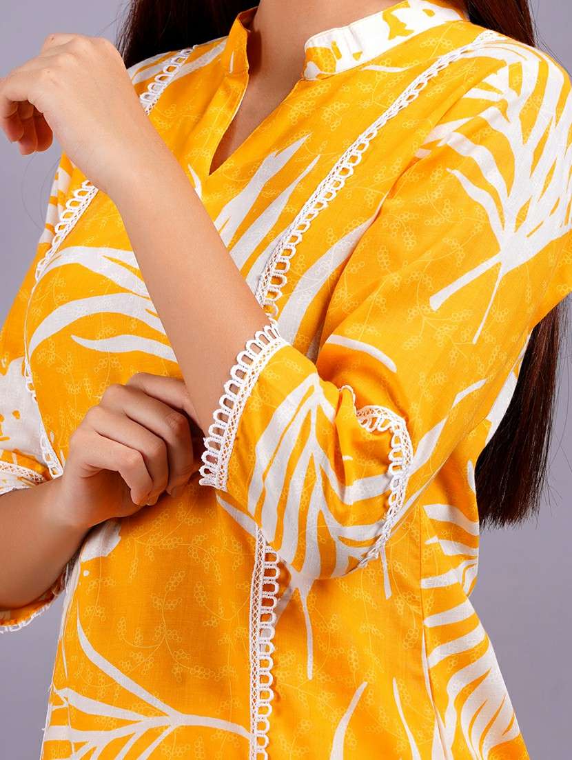 women yellow printed ethnic co-ord set - 21618335 - Standard Image - 4