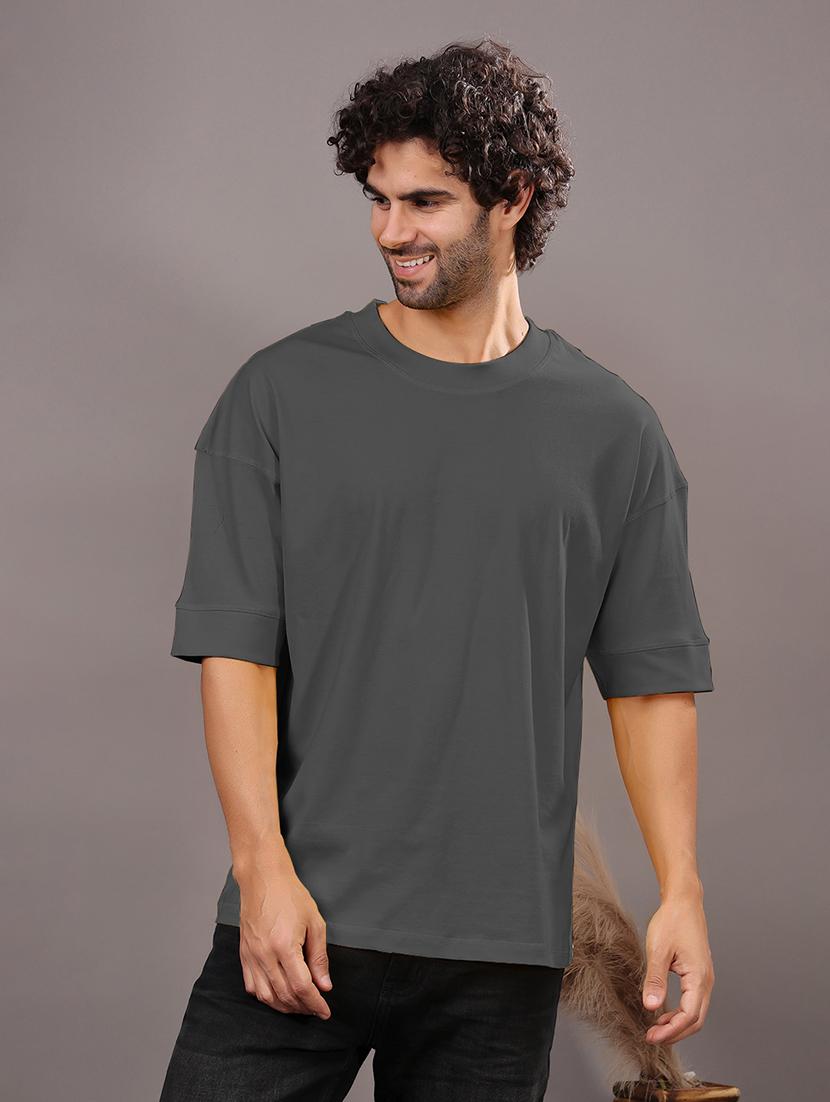 men solid short sleeve oversized t-shirt - 21618364 -  Zoom Image - 0