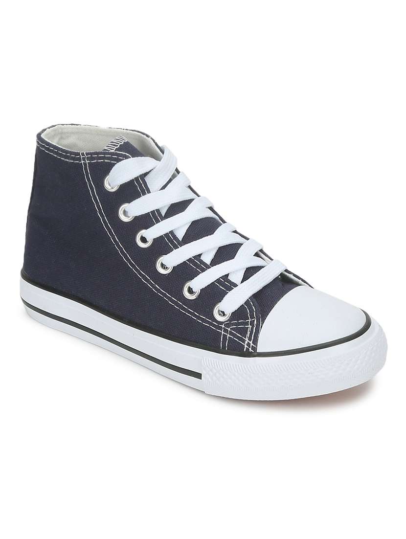 unisex solid lace up canvas sneakers - 21618480 - Standard Image - 1