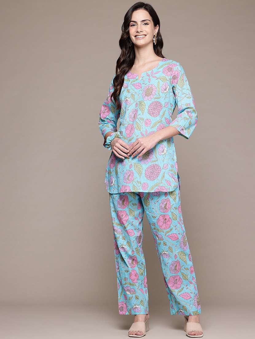 women floral notch neck co-ord sets