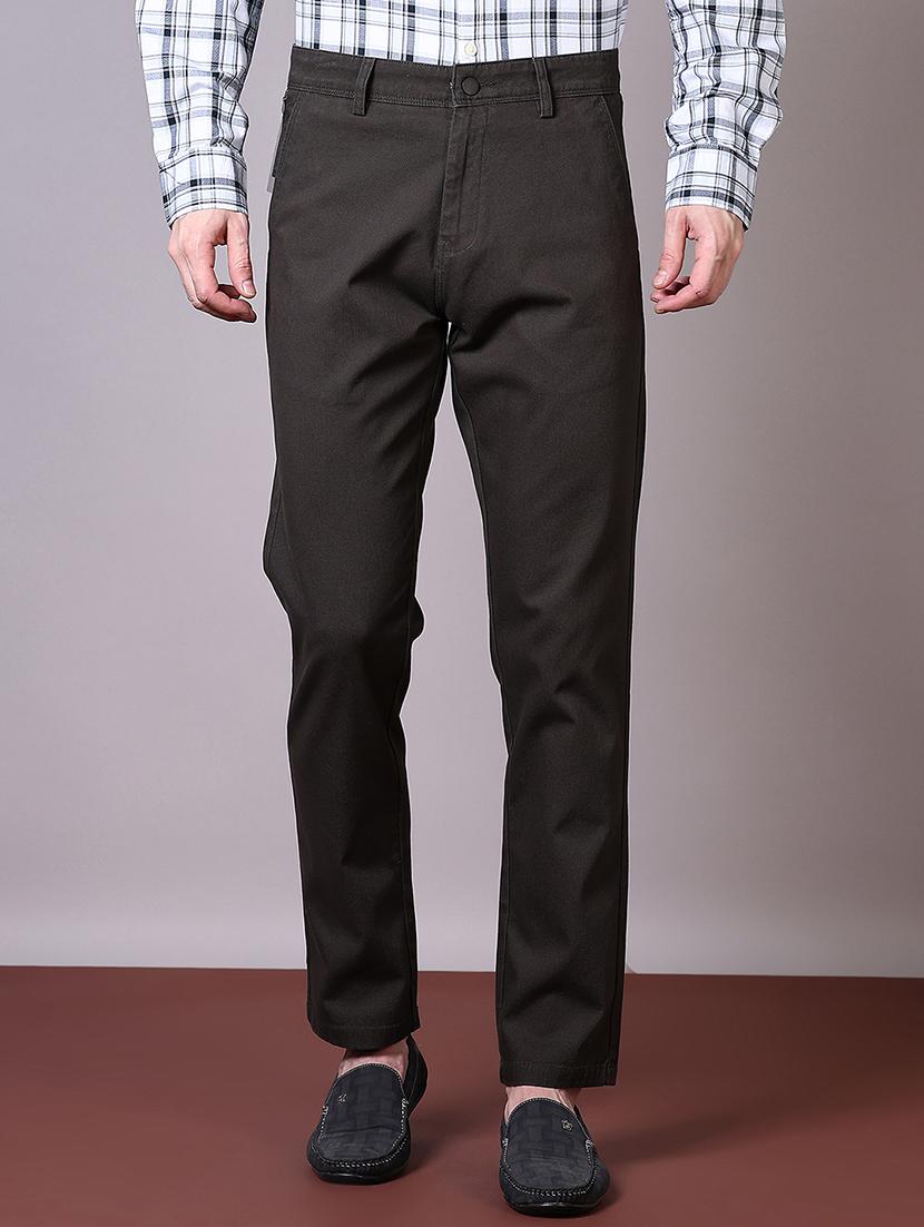 men solid mid rise chinos trouser
