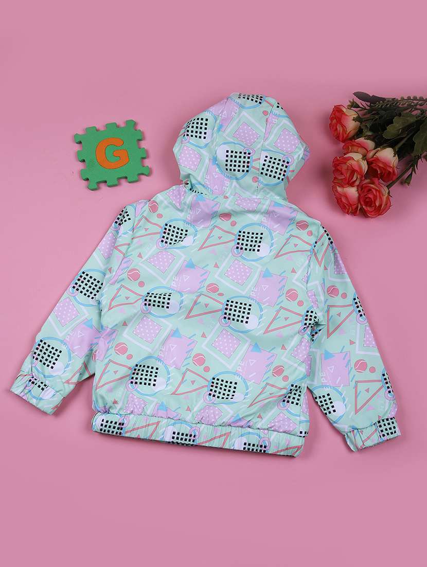 girls printed long sleeve hooded jacket - 21618708 -  Standard Image - 1