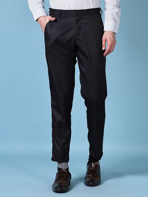 men mid rise solid flat front formal trouser - 21618724 - Standard Image - 0