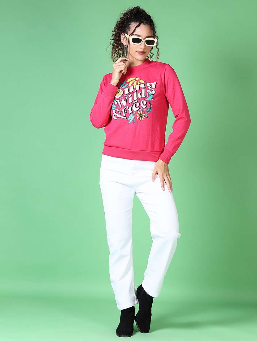 women front print long sleeve sweatshirt - 21618755 -  Standard Image - 4