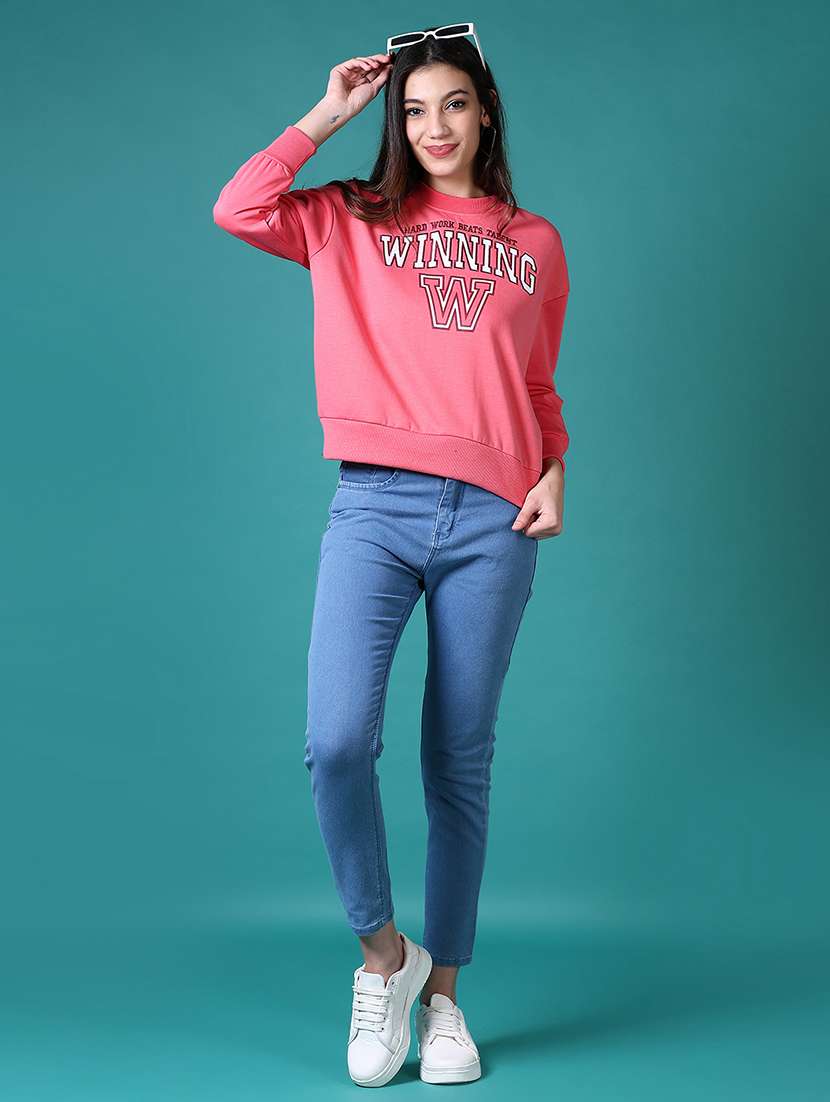 women front print long sleeve sweatshirt - 21618756 -  Standard Image - 4