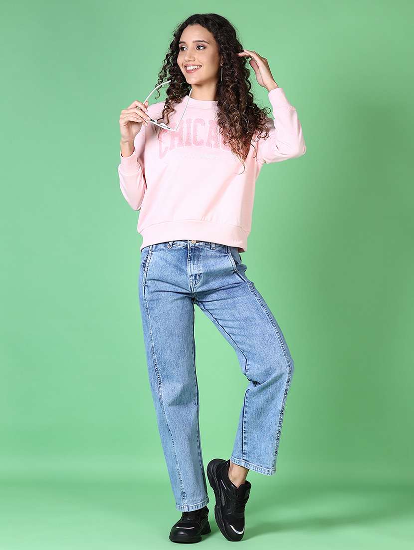 women chest print long sleeve sweatshirt - 21618757 -  Standard Image - 4