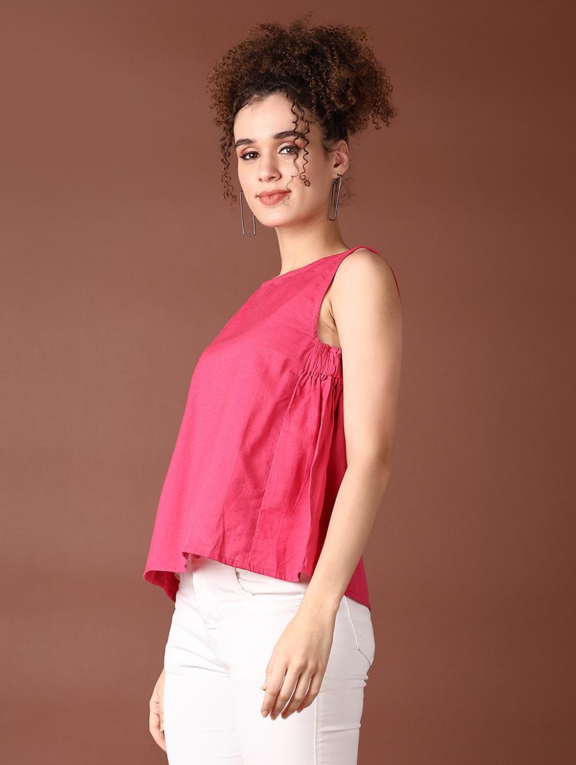 women solid sleeveless a-line top - 21618759 -  Standard Image - 1