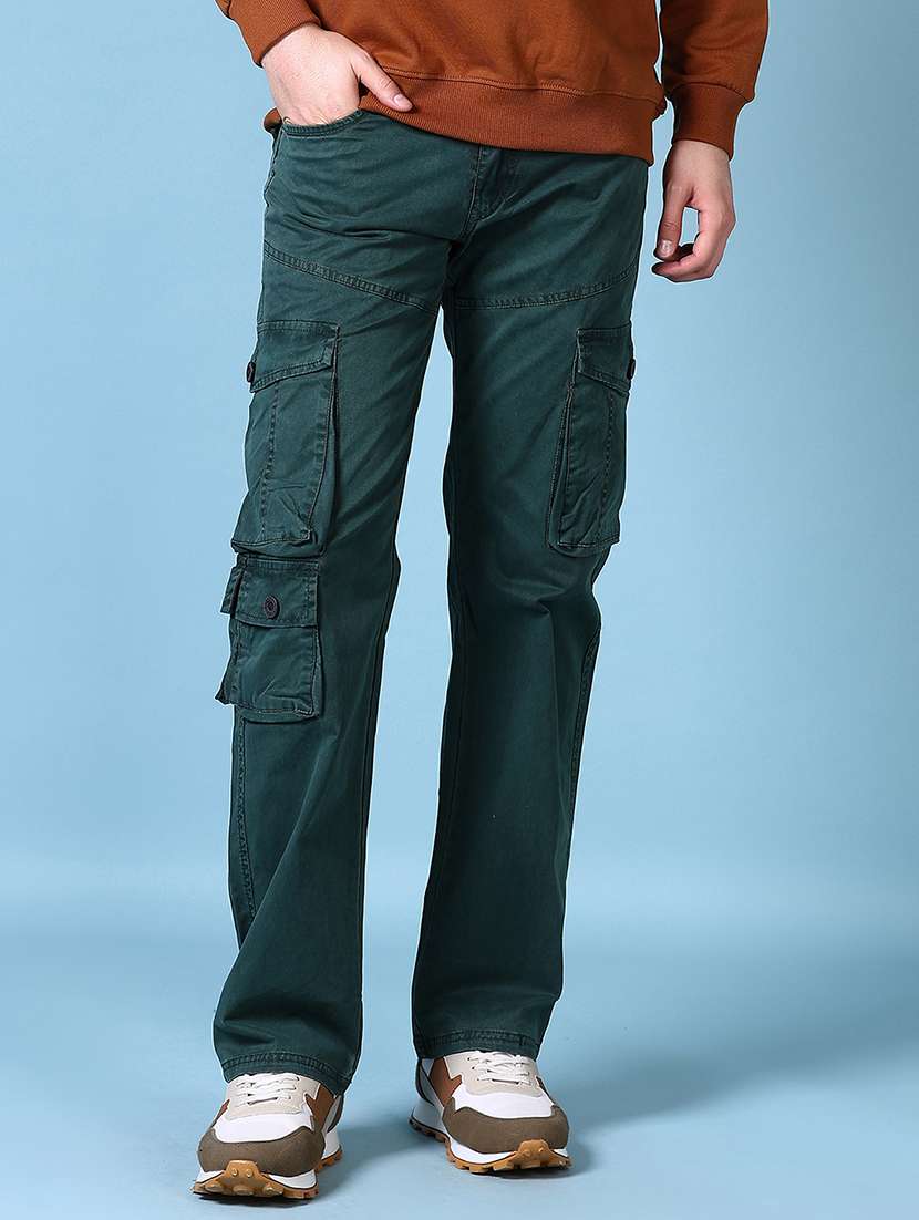 men solid mid rise regular fit cargo  - 21618786 -  Standard Image - 1