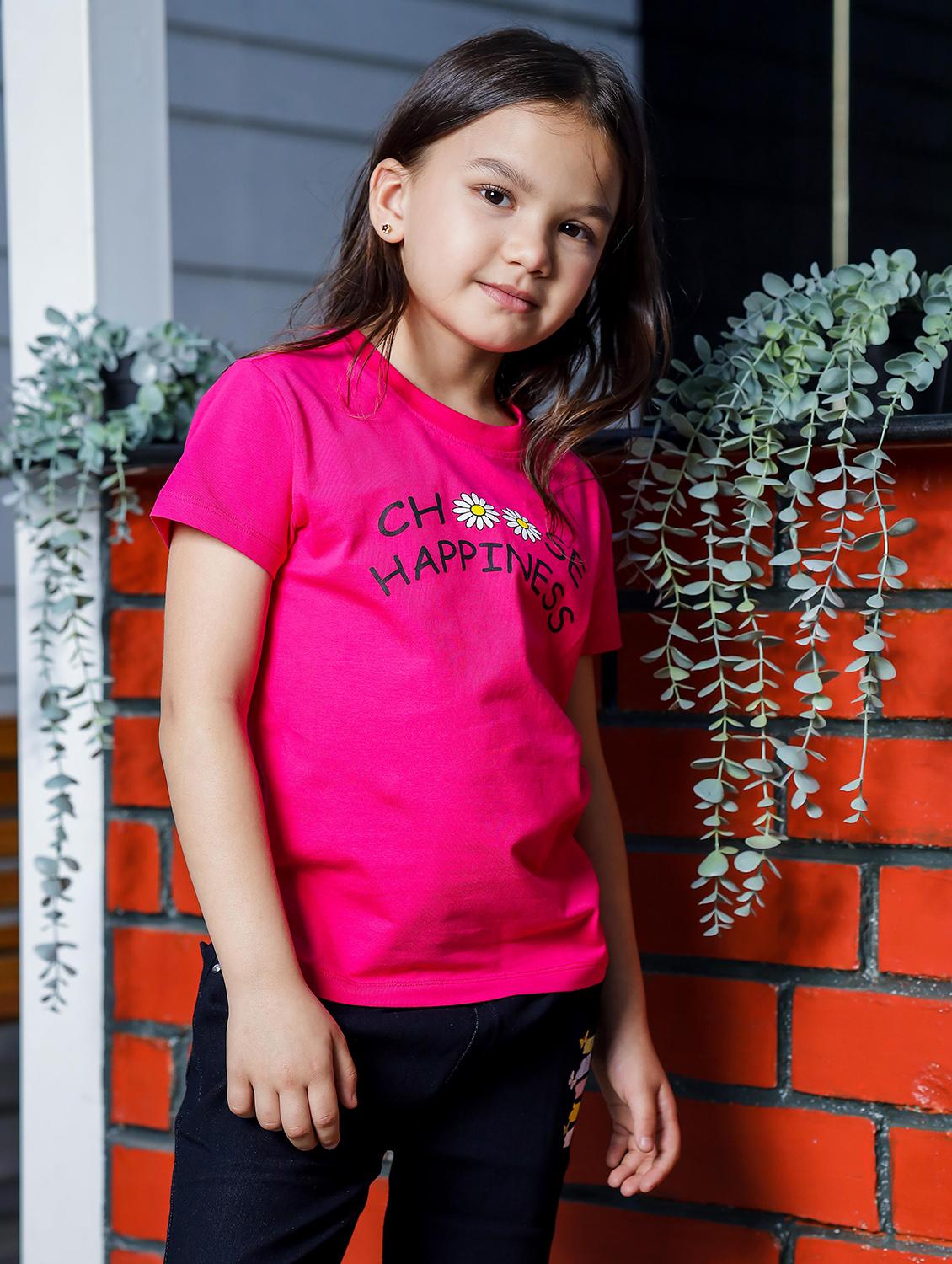 girls round neck printed short sleeves t-shirt - 21618873 - Standard Image - 1