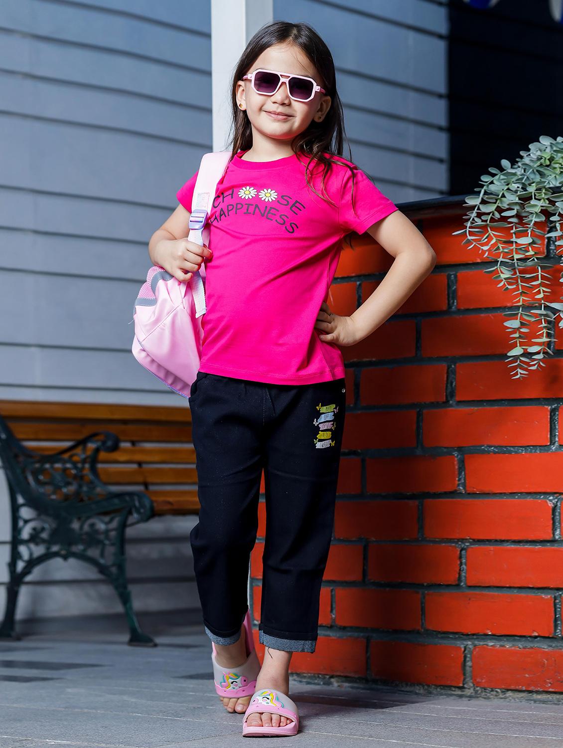 girls round neck printed short sleeves t-shirt - 21618873 - Standard Image - 4