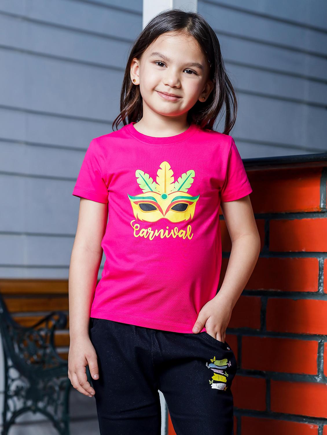 girls round neck printed short sleeves t-shirt - 21618875 - Zoom Image - 0
