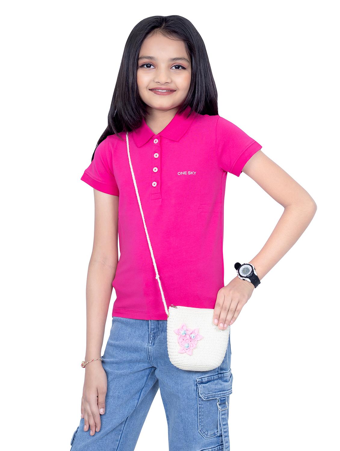 girls solid short sleeves polo t-shirt - 21618876 -  Standard Image - 1