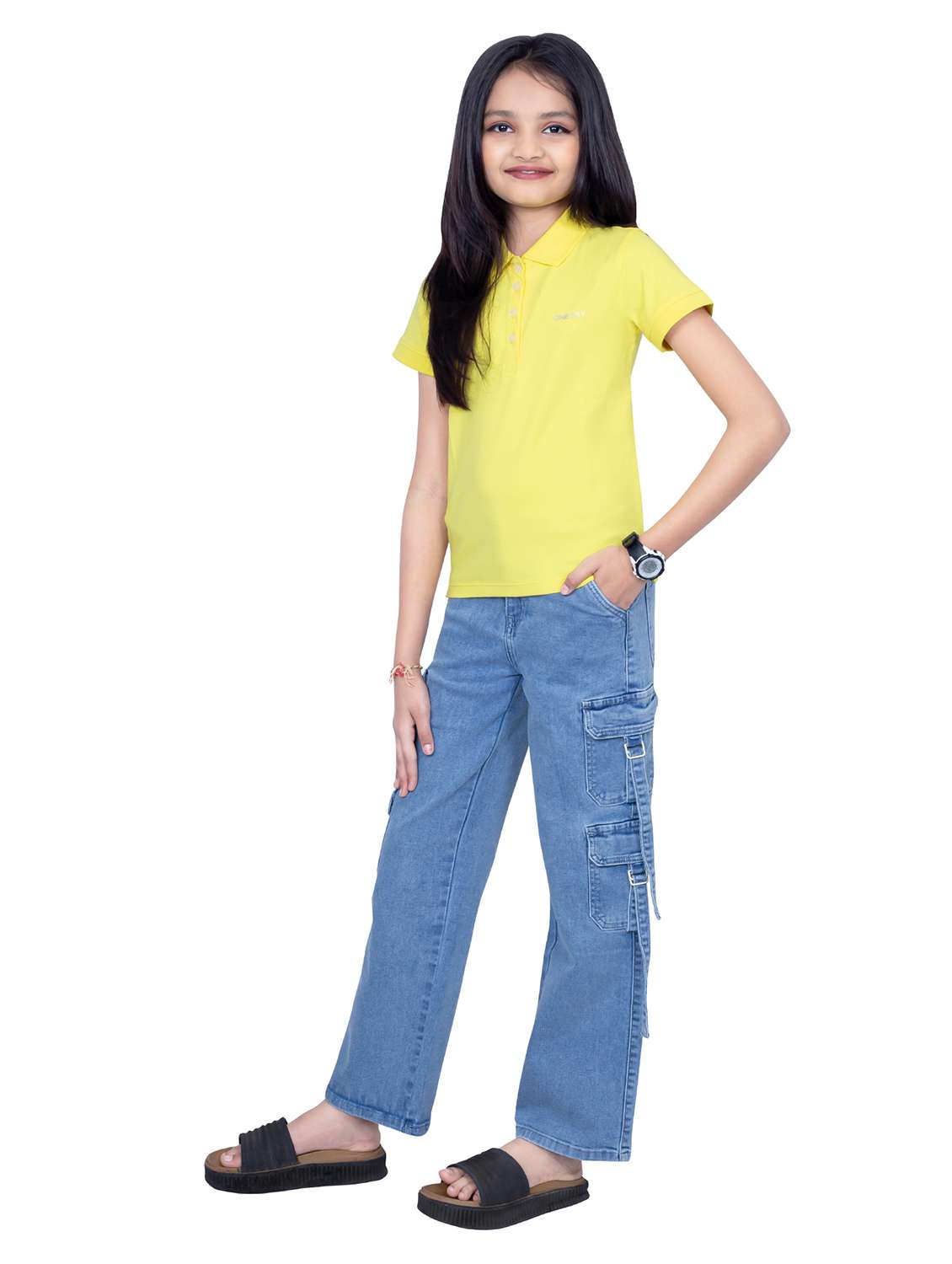 girls solid short sleeves polo t-shirt - 21618877 - Standard Image - 4