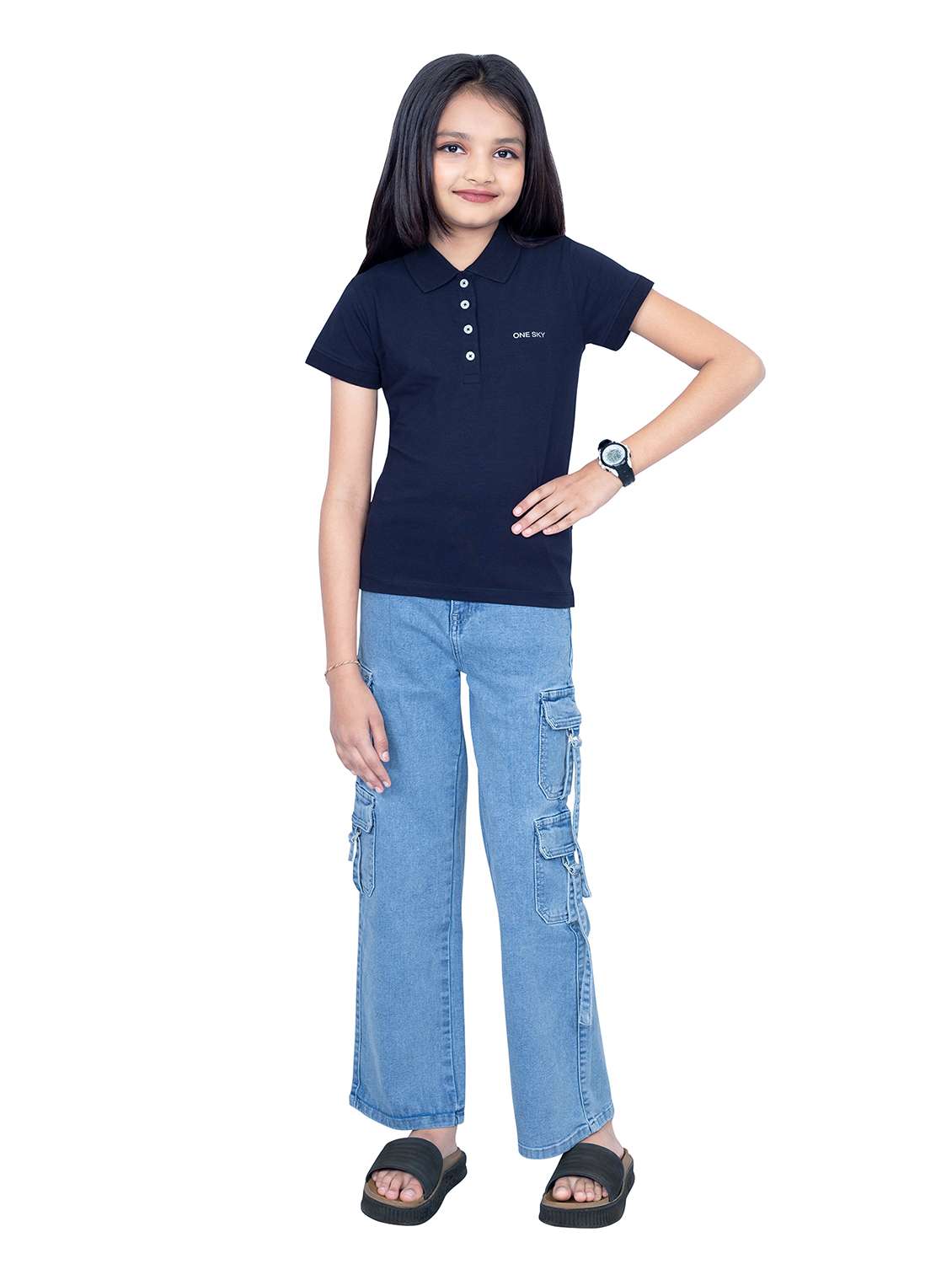 girls solid short sleeves polo t-shirt - 21618879 -  Standard Image - 4