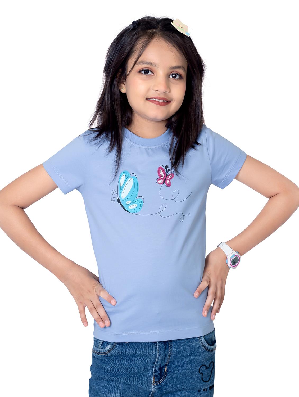 girls round neck printed short sleeves t-shirt - 21618880 - Standard Image - 1