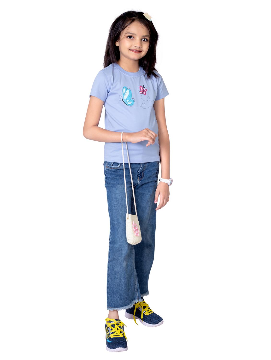 girls round neck printed short sleeves t-shirt - 21618880 - Standard Image - 4