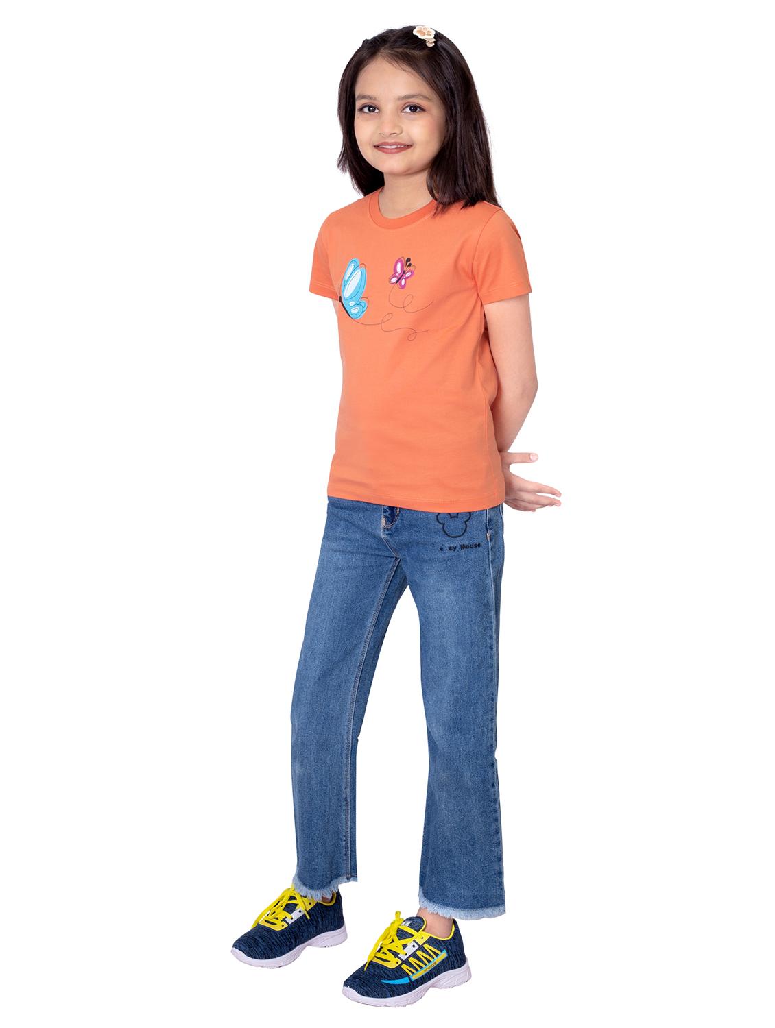 girls round neck printed short sleeves t-shirt - 21618881 - Standard Image - 4
