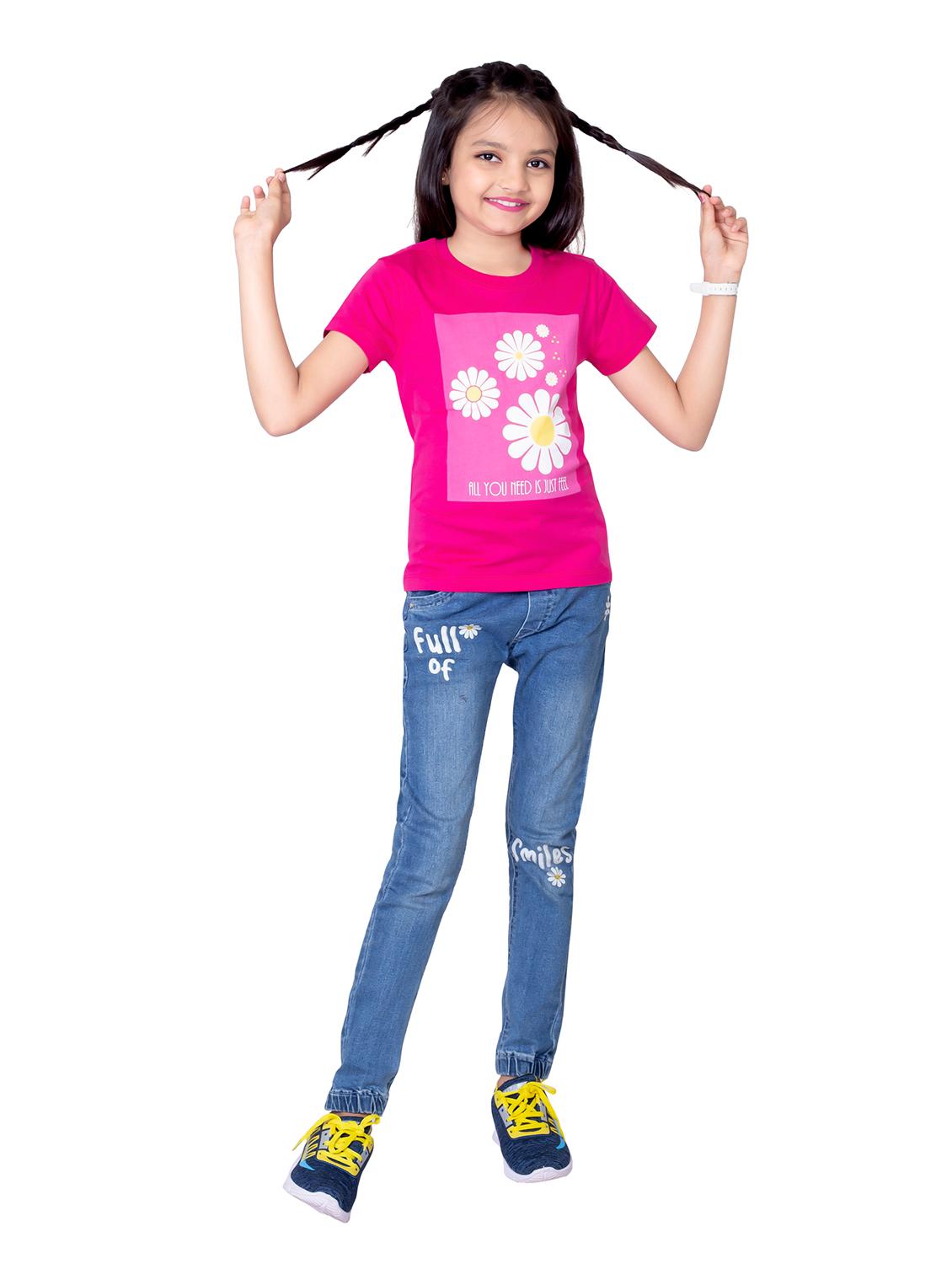 girls round neck printed short sleeves t-shirt - 21618888 - Standard Image - 4