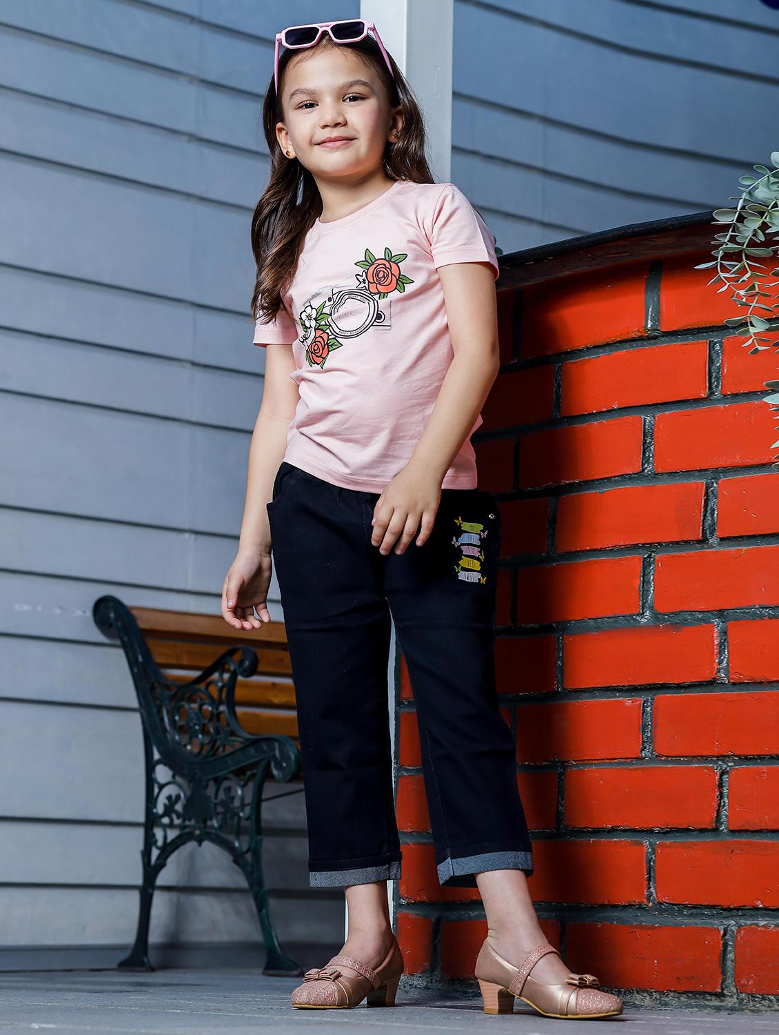girls round neck printed short sleeves t-shirt - 21618891 - Standard Image - 4