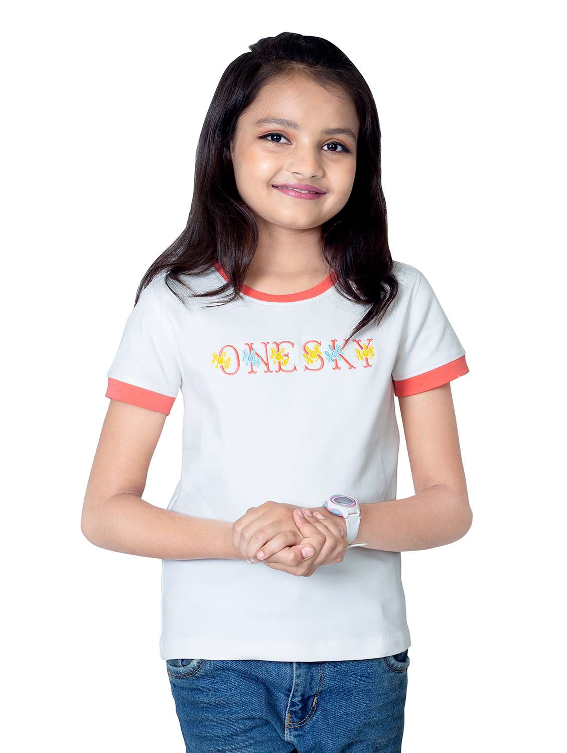 girls round neck printed short sleeves t-shirt - 21618892 -  Standard Image - 1
