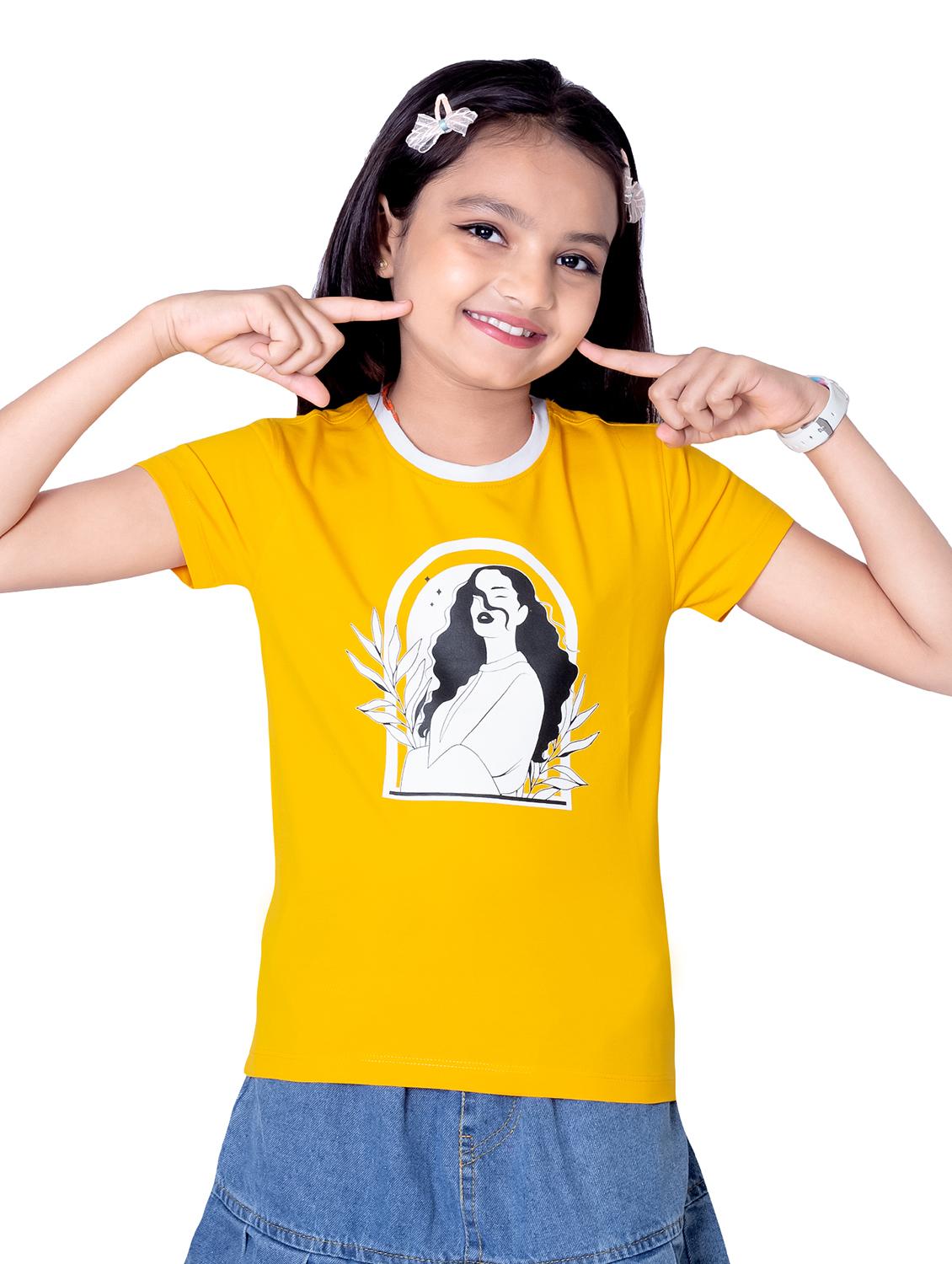girls round neck printed short sleeves t-shirt - 21618897 - Standard Image - 1