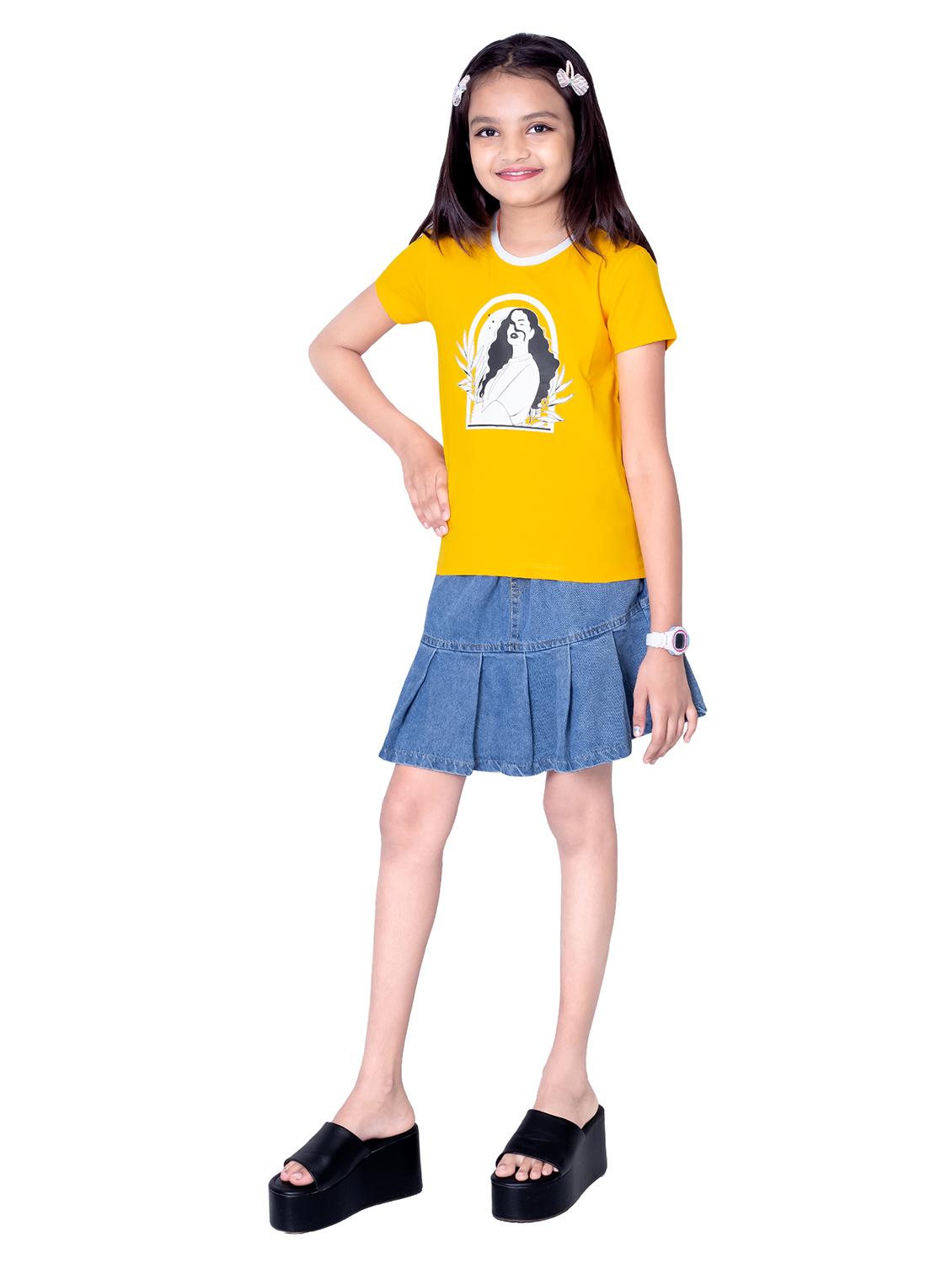 girls round neck printed short sleeves t-shirt - 21618897 - Standard Image - 4
