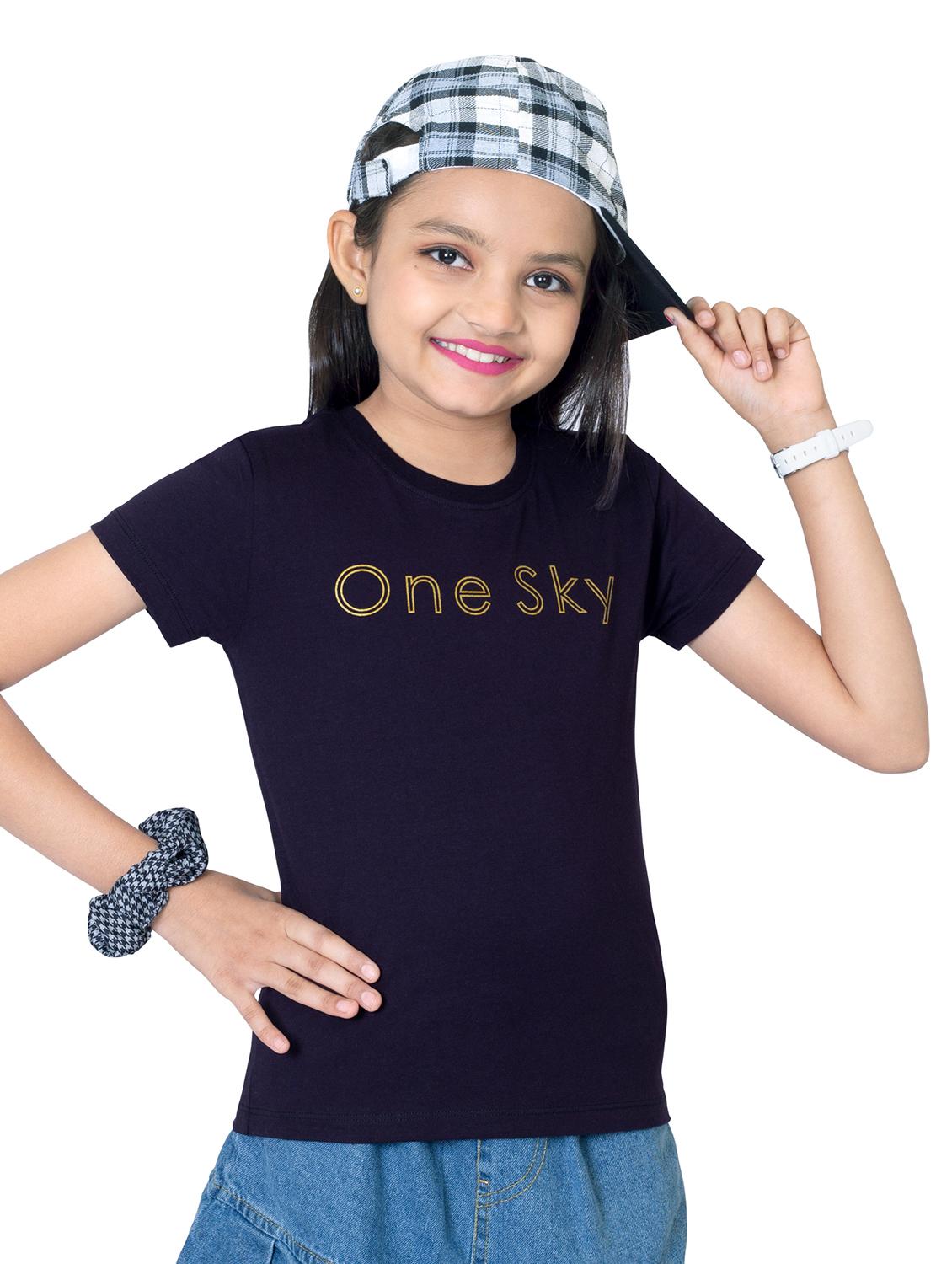 girls round neck printed short sleeves t-shirt - 21618899 - Standard Image - 1