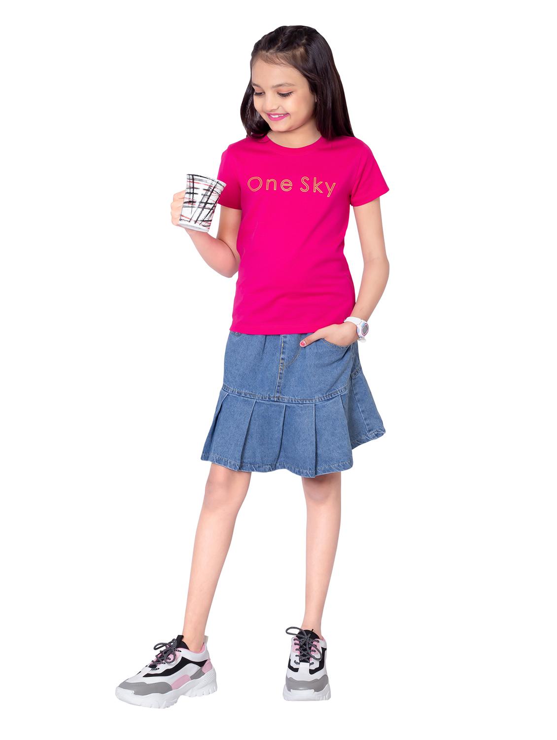 girls round neck printed short sleeves t-shirt - 21618900 - Standard Image - 4