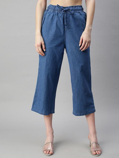 women solid calf length palazzo - 21619625 -  Standard Image - 0