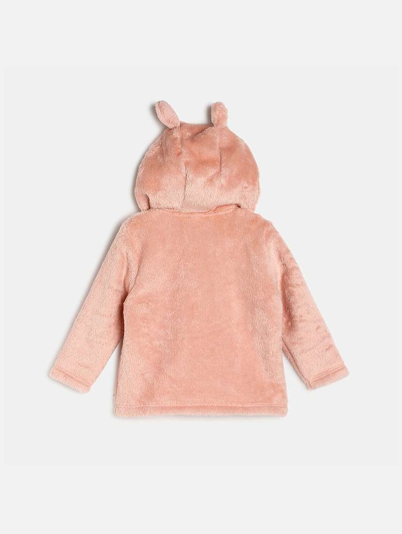 girls solid hooded jacket - 21620257 - Standard Image - 1