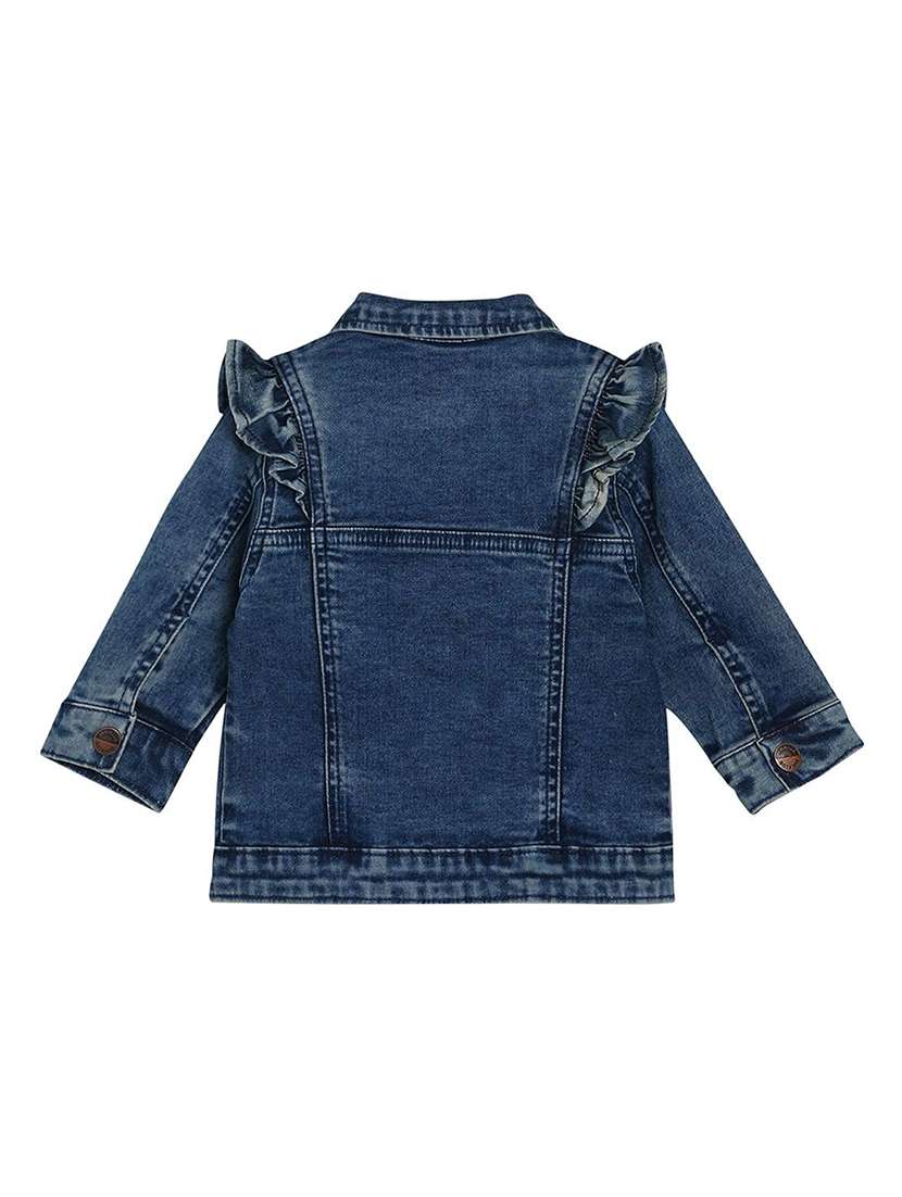 girls solid collared jacket - 21620308 - Standard Image - 1