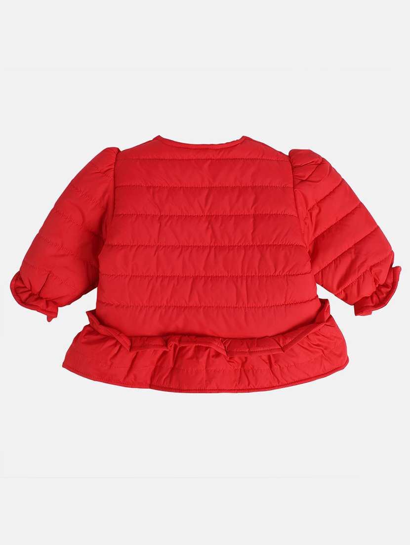 girls solid long sleeves quilted jacket - 21620317 -  Standard Image - 1