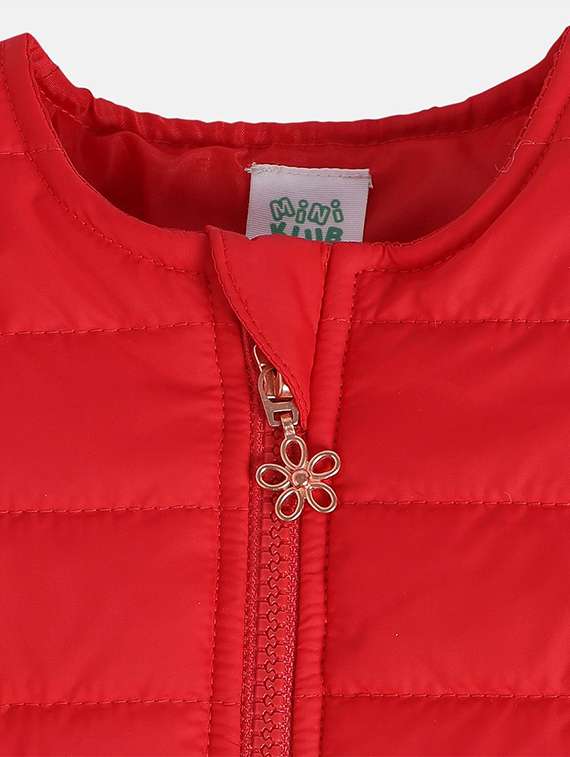 girls solid long sleeves quilted jacket - 21620317 - Standard Image - 4