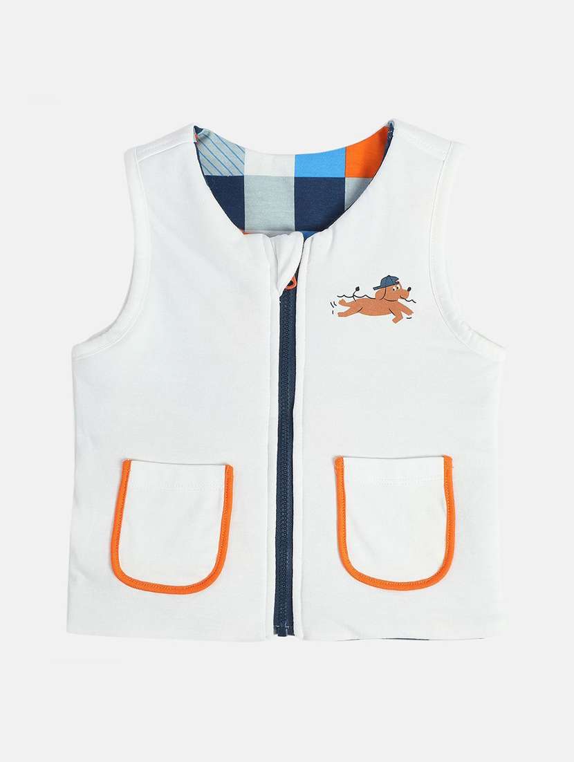 boys printed sleeveless reversible jacket - 21620357 -  Standard Image - 1