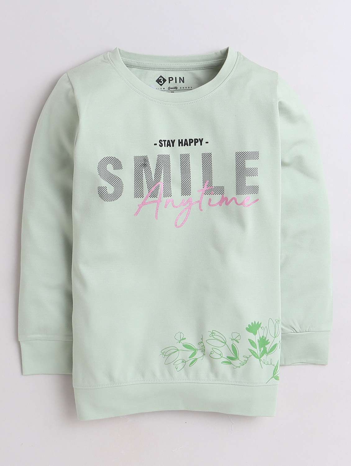 girls typographic full sleeves tees - 21620382 -  Standard Image - 1
