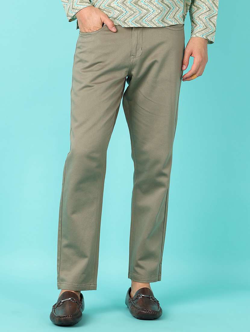 men mid rise solid chinos - 21620394 - Standard Image - 1