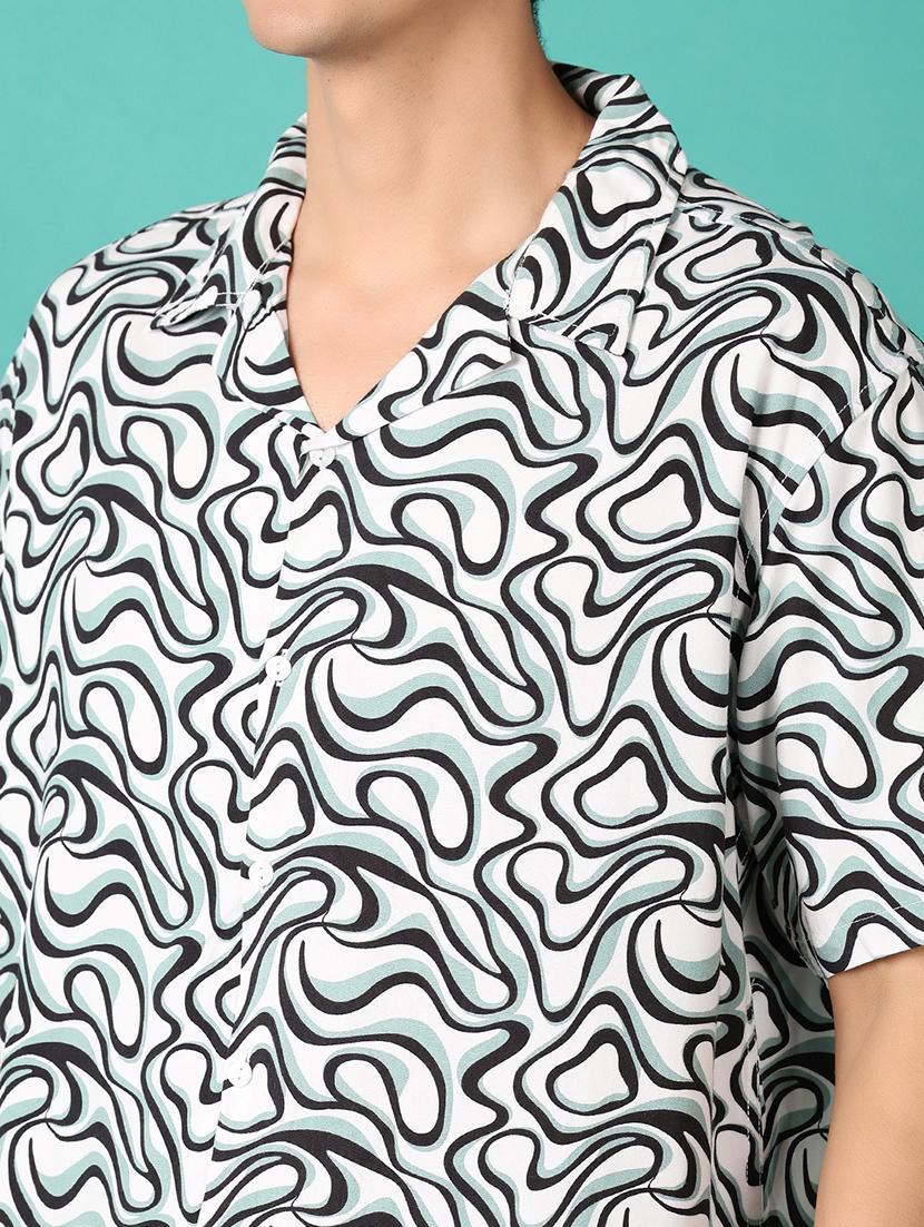 men printed short sleeve casual shirt - 21620397 - Standard Image - 1