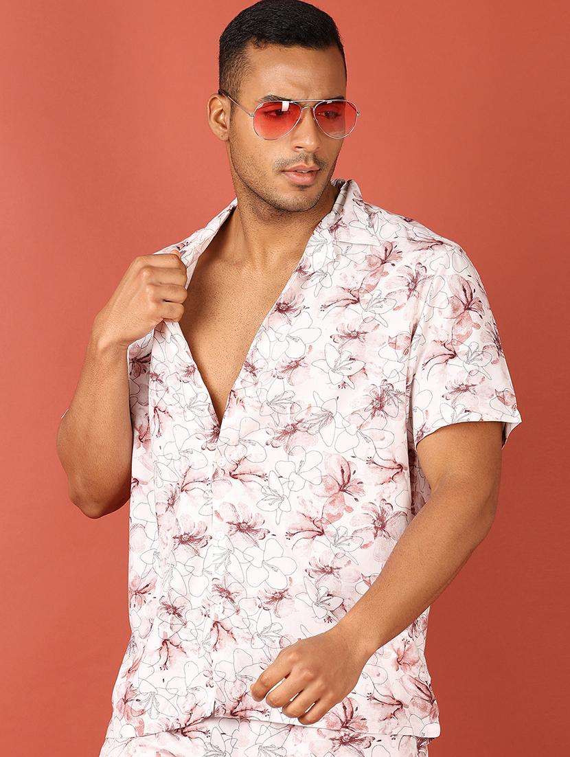 men printed short sleeve casual shirt