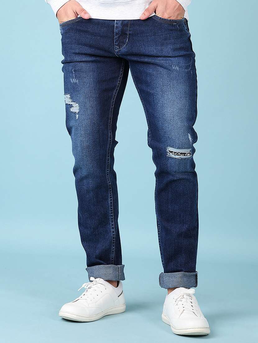 men mid rise distressed slim fit jeans - 21620460 -  Standard Image - 1