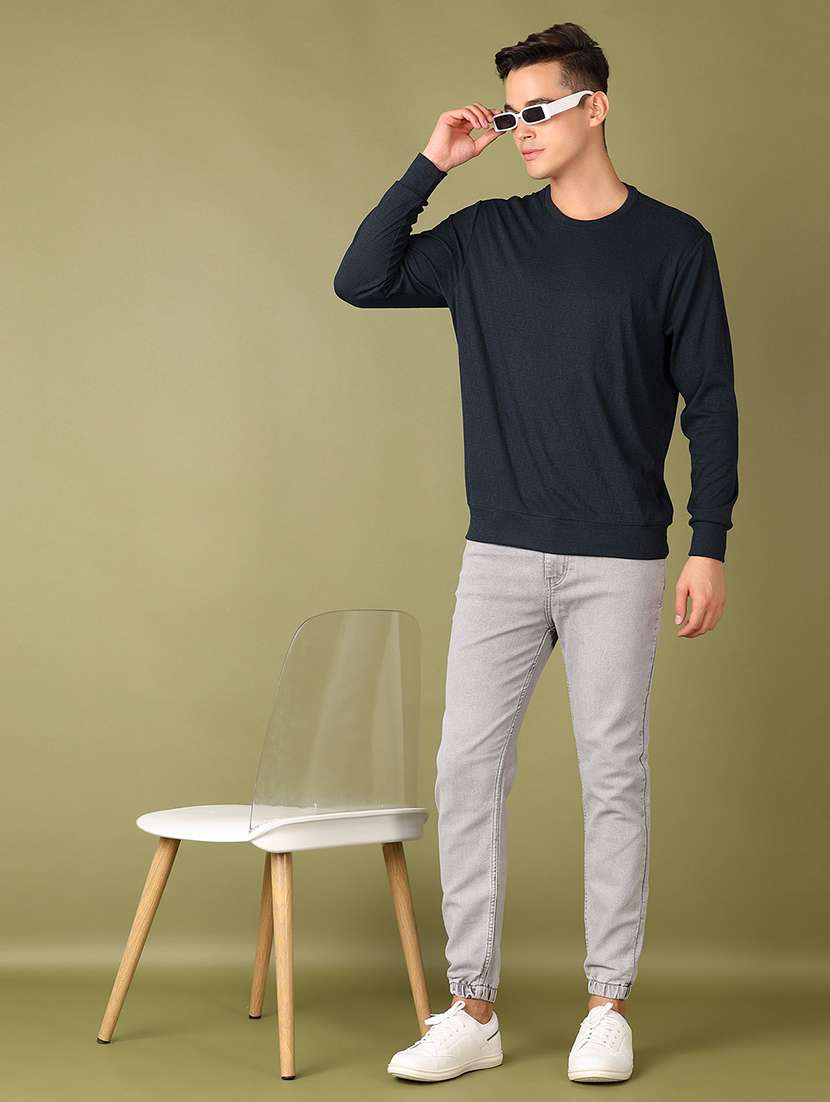 men grey mid rise ankle length ogger - 21620482 -  Standard Image - 4