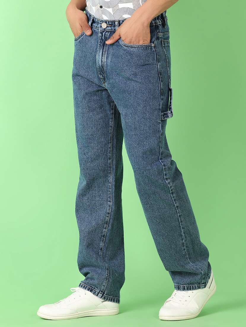 men mid rise plain straight fit jeans - 21620484 -  Standard Image - 1